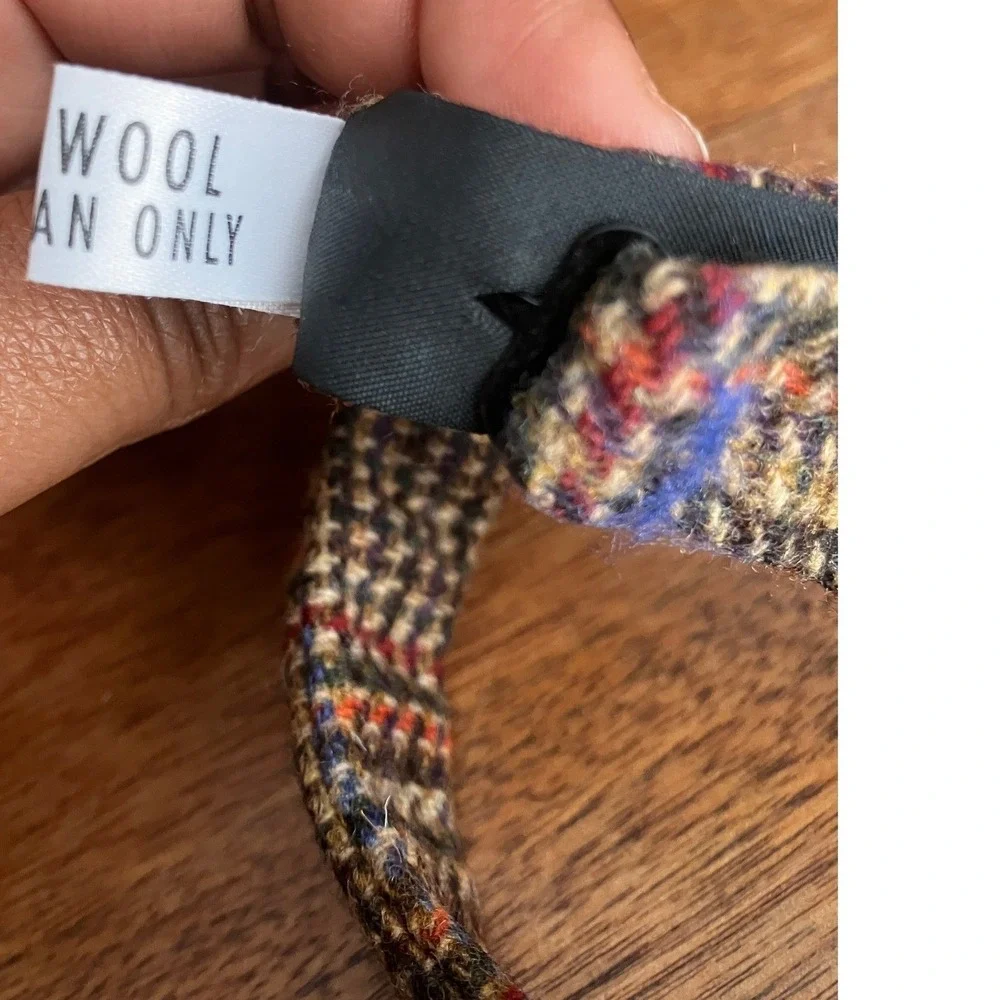 Mens Wool Tweed Bow Tie Multi Color Houndstooth Adjustable Pre-Tied Brown Blue